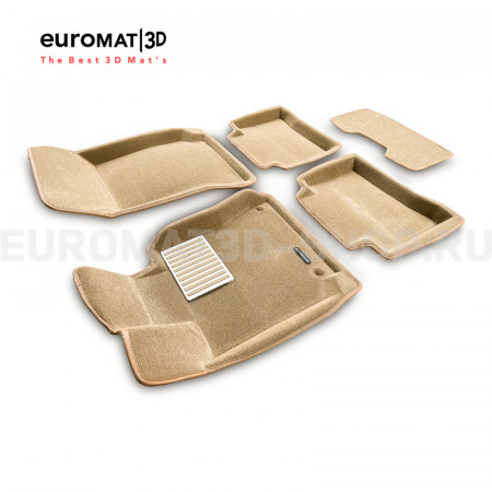 Текстильные 3D коврики Euromat3D Lux в салон для Mercedes E-Class (W212) (2009-2016) № EM3D-003505T Бежевые