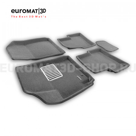 Текстильные 3D коврики Euromat3D Lux в салон для Hyundai Creta (2021-) № EM3D-002712G Серые